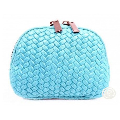 Monedero Piel Trenza Azul