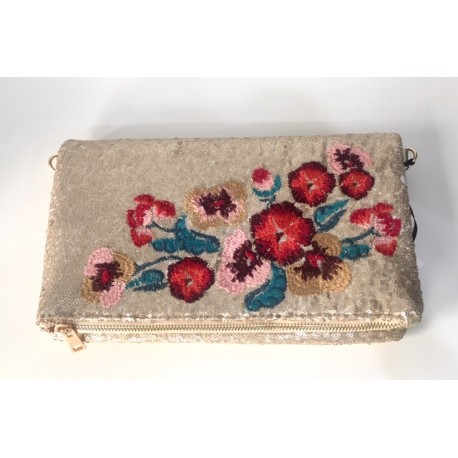 Bolso Fiesta Flores Oro