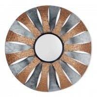 Espejo decorativo redondo de 60 cm con marco en color cobre y plata