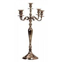 Candelabro de 5 brazos estilo clásico en metal plateado brillante