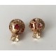 Pendientes Doble Bola Rojo