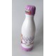 Botella de agua Frozen blanca con dibujos rosas y tapón de rosca