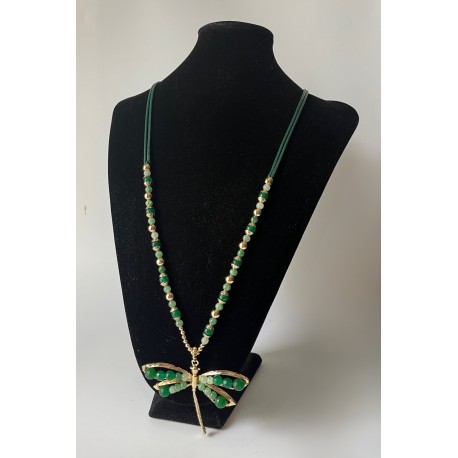 Collar Libélula Verde