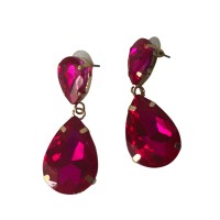 Pendientes Cristal Rosas Fucsia