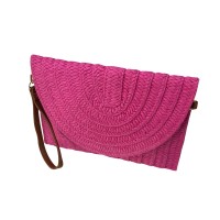 Bolso Mano Rafia Rosa Fucsia
