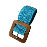 Cinturón Elastico Rafia Azul Turquesa
