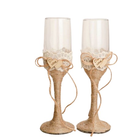 Copas Boda Rafia Set