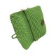 Bolso de mano verde pistacho de crochet con solapa y botón