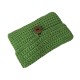Bolso de mano verde pistacho de crochet con solapa y botón