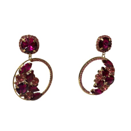 Pendientes Cristales Rosa Fucsia