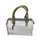 Bolso blanco de lona con asas y bandolera multicolor