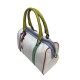 Bolso blanco de lona con asas y bandolera multicolor