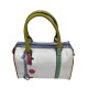Bolso blanco de lona con asas y bandolera multicolor