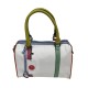 Bolso blanco de lona con asas y bandolera multicolor