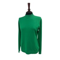 Jersey de punto fino verde hierba con cuello medio