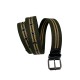 Cinturón unisex de lona verde militar y beige con cierre de piel