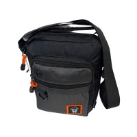 Bolso bandolera unisex negro con compartimentos de lona impermeable