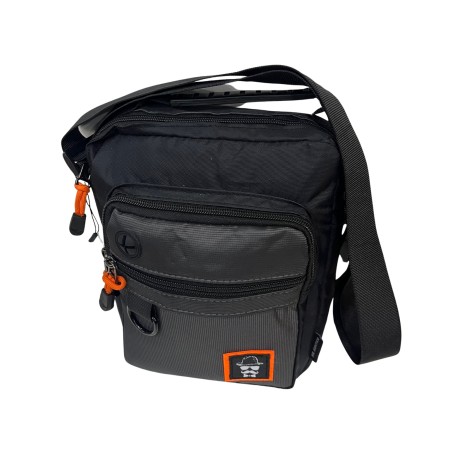 Bolso bandolera unisex negro con compartimentos de lona impermeable