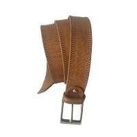 Cinturón unisex de cuero marrón camel para vaqueros