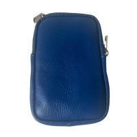 Bolso de piel azul intenso con bandolera para móvil