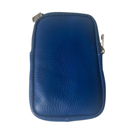 Bolso de piel azul intenso con bandolera para móvil