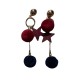 Pendientes largos de fieltro azul marino y granate para invierno
