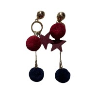 Pendientes largos de fieltro azul marino y granate para invierno