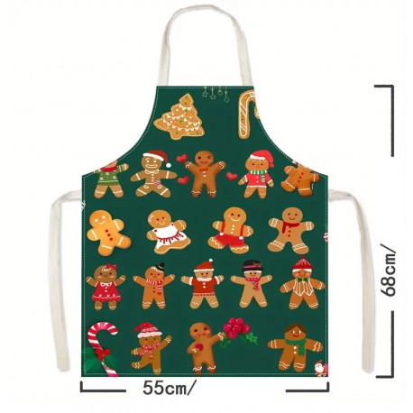 Delantal de Navidad verde decorado con galletas de jengibre