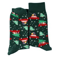 Calcetines de Navidad verdes con ilustraciones festivas