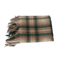 Bufanda Beige Tostado Verde Bosque Flecos Lana Invierno