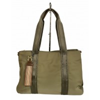 Bolso Tote de Lona Impermeable Verde Kaki con Bandolera