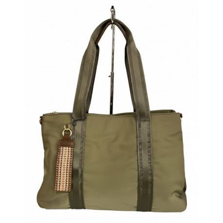 Bolso Tote de Lona Impermeable Verde Kaki con Bandolera