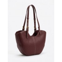 Bolso Tote de Hombro en Tono Burdeos con Asas Ajustables 